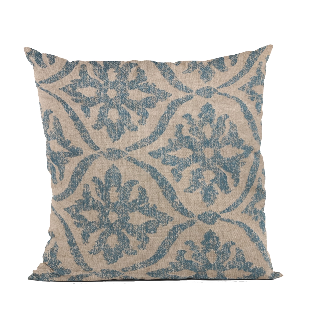Blue Flowers Jacquard Luxury Throw Pillow - 18 x 18 in.