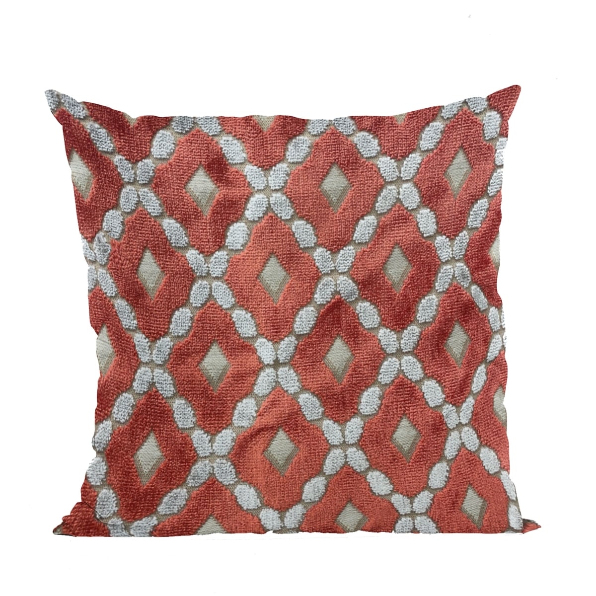 Velvet Majestic Red & Gray Handmade Luxury Pillow - 18 x 18 in.
