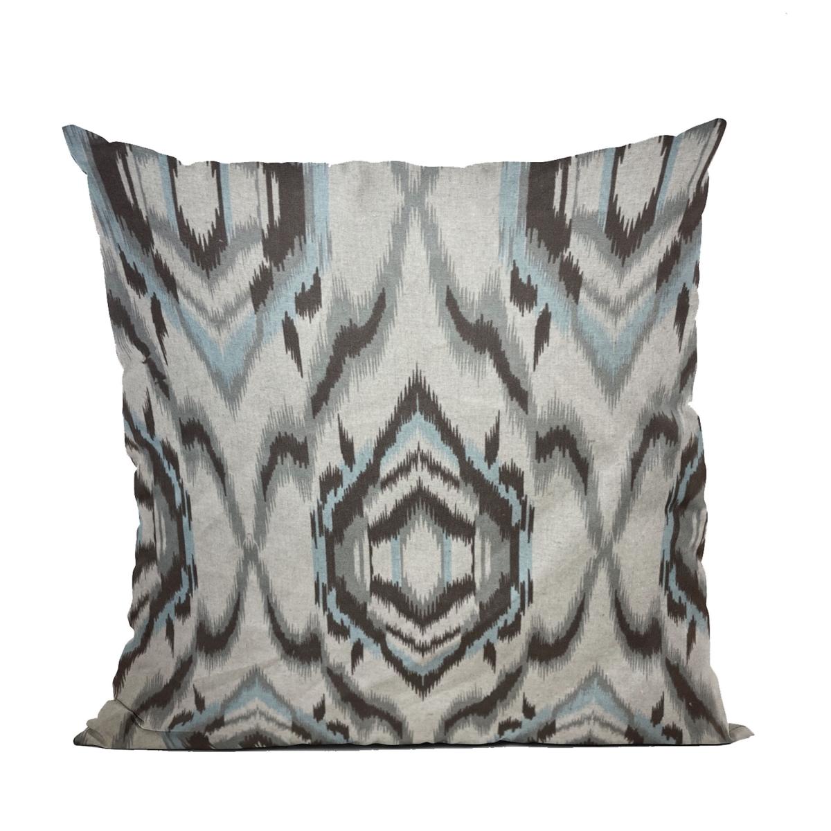 Ikat Dream Blue, Black & Cream Handmade Luxury Pillow - 20 x 36 in. King Size