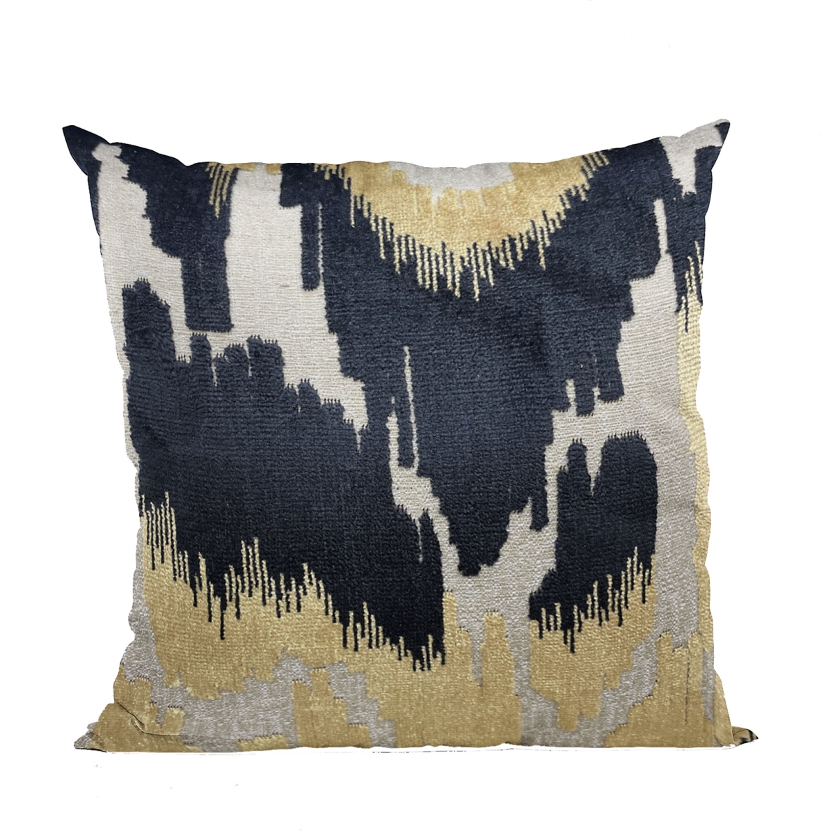 PBHF1010-1220-DP Velvet Glamour Black, Gold & Cream Handmade Luxury Pillow - 12 x 20 in.