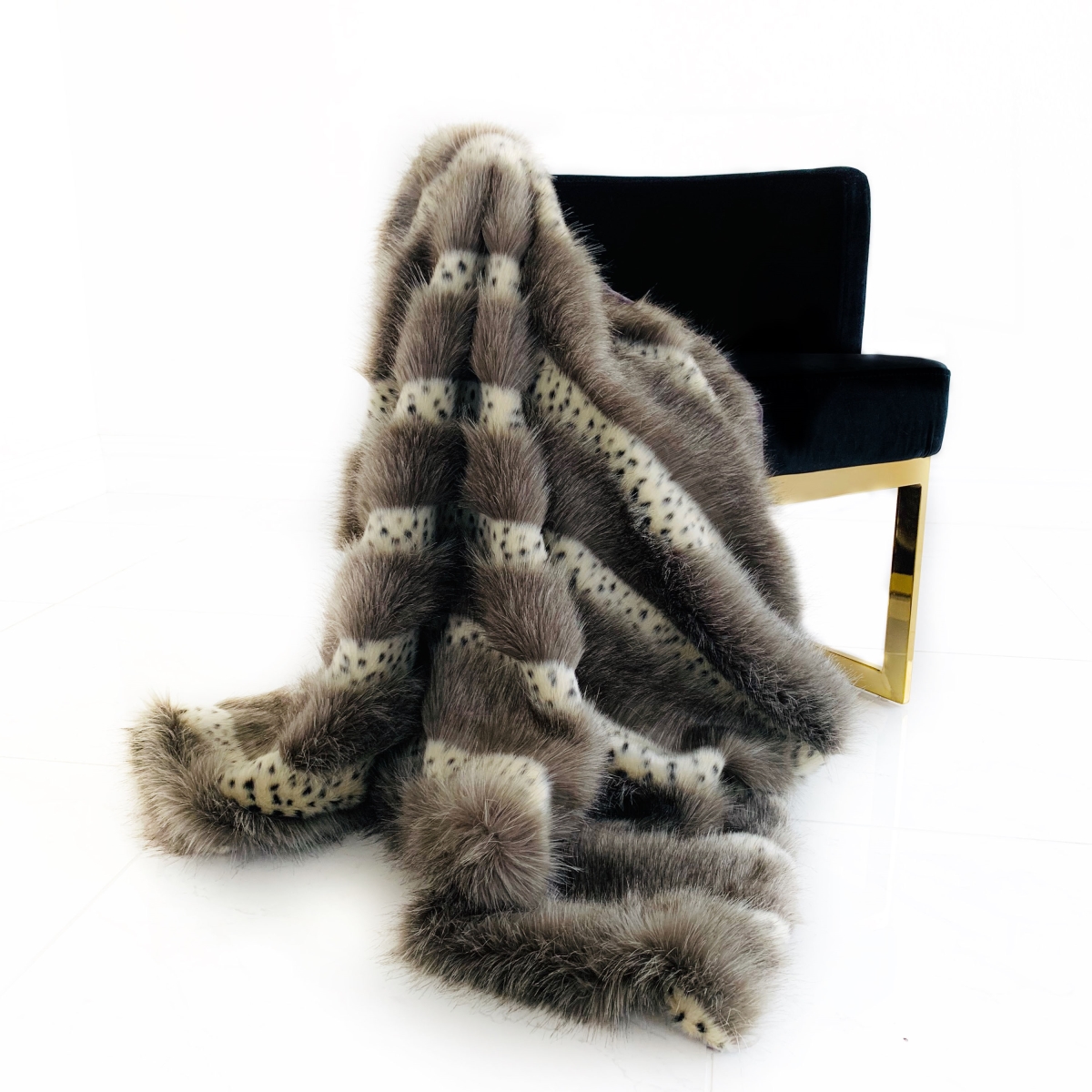 48 x 60 in. Two Tone Feather Faux Fur Luxury Throw Blanket, Gray