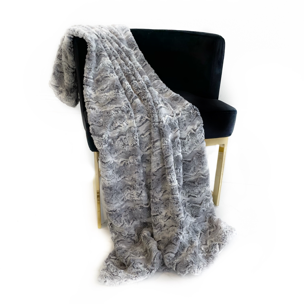 70 x 90 in. Wild Rabbit Faux Fur Luxury Throw Blanket, Silver