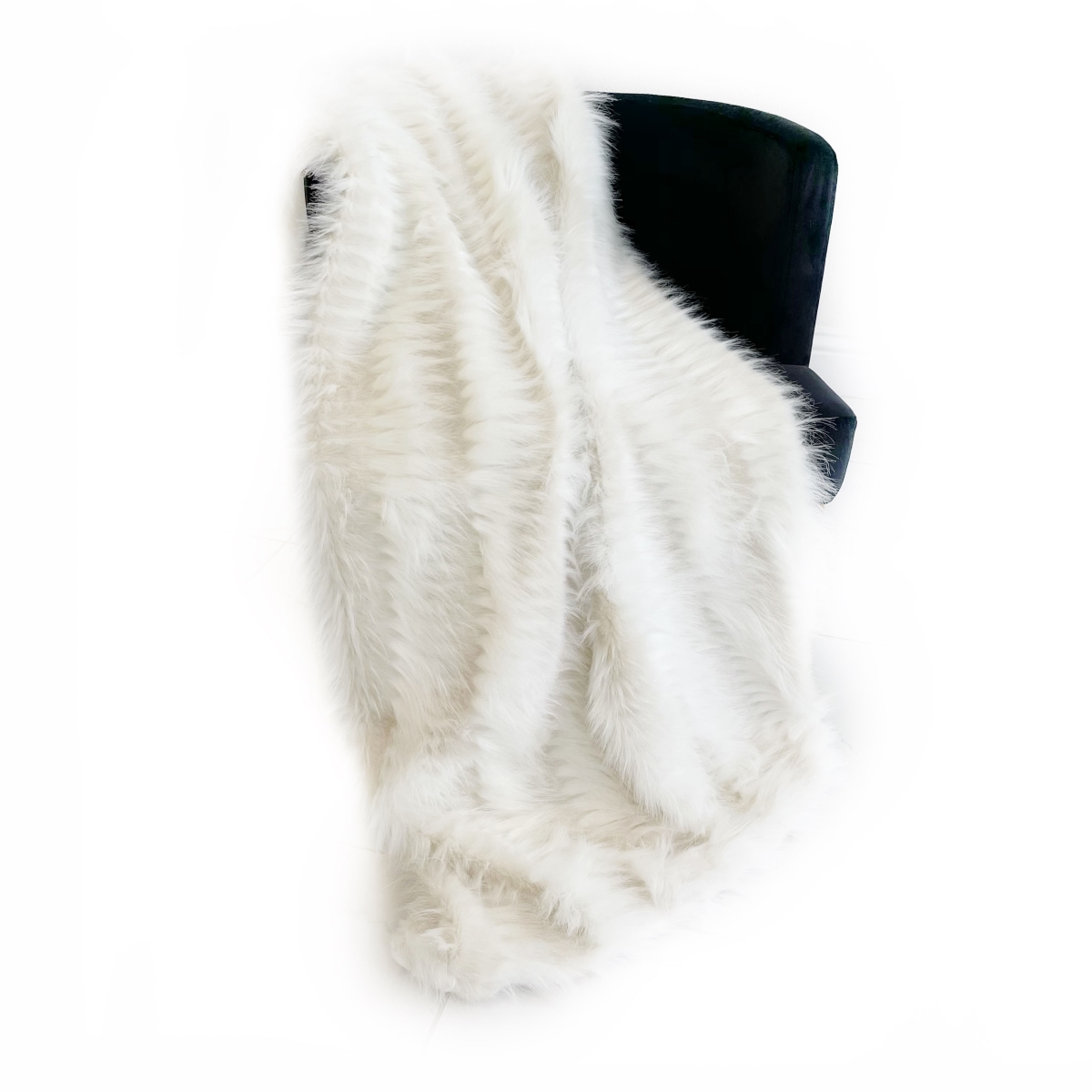 60 x 84 in. Exotic Feather Faux Fur Luxury Throw Blanket, Off White