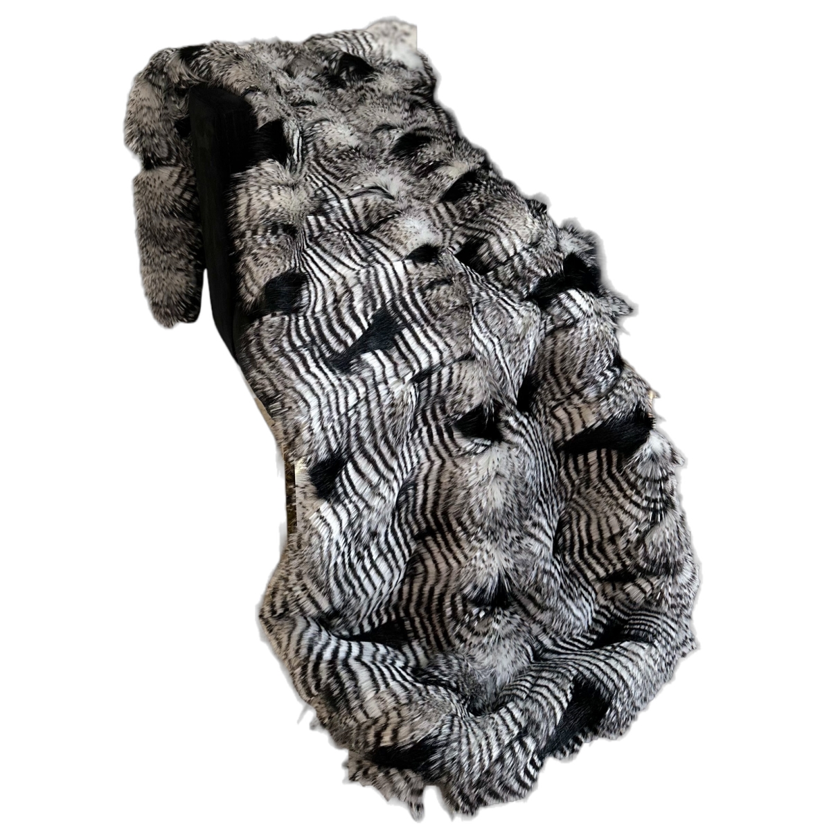 48 x 60 in. Feather Faux Fur Luxury Throw Blanket, Black & White