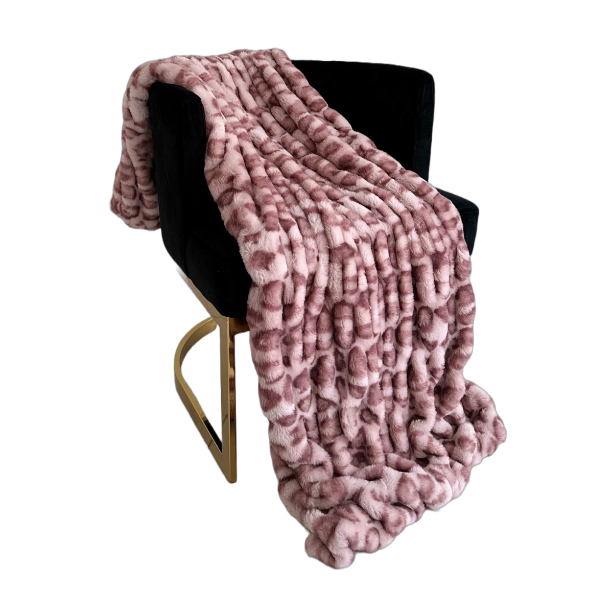 48 x 60 in. Leopard Faux Fur Luxury Throw Blanket, Pink