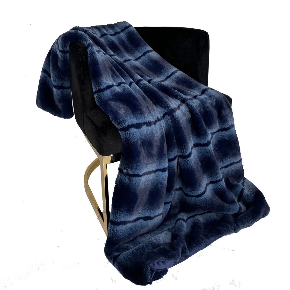 80 x 90 in. Fluffy Fields Faux Fur Luxury Throw Blanket, Blue