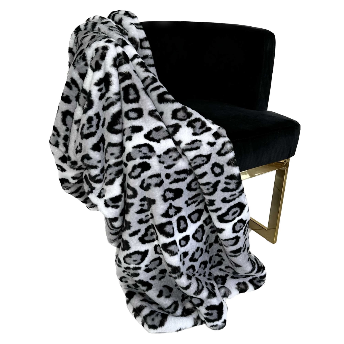 36 x 60 in. Jaguar Faux Fur Luxury Throw Blanket, Gray & Silver