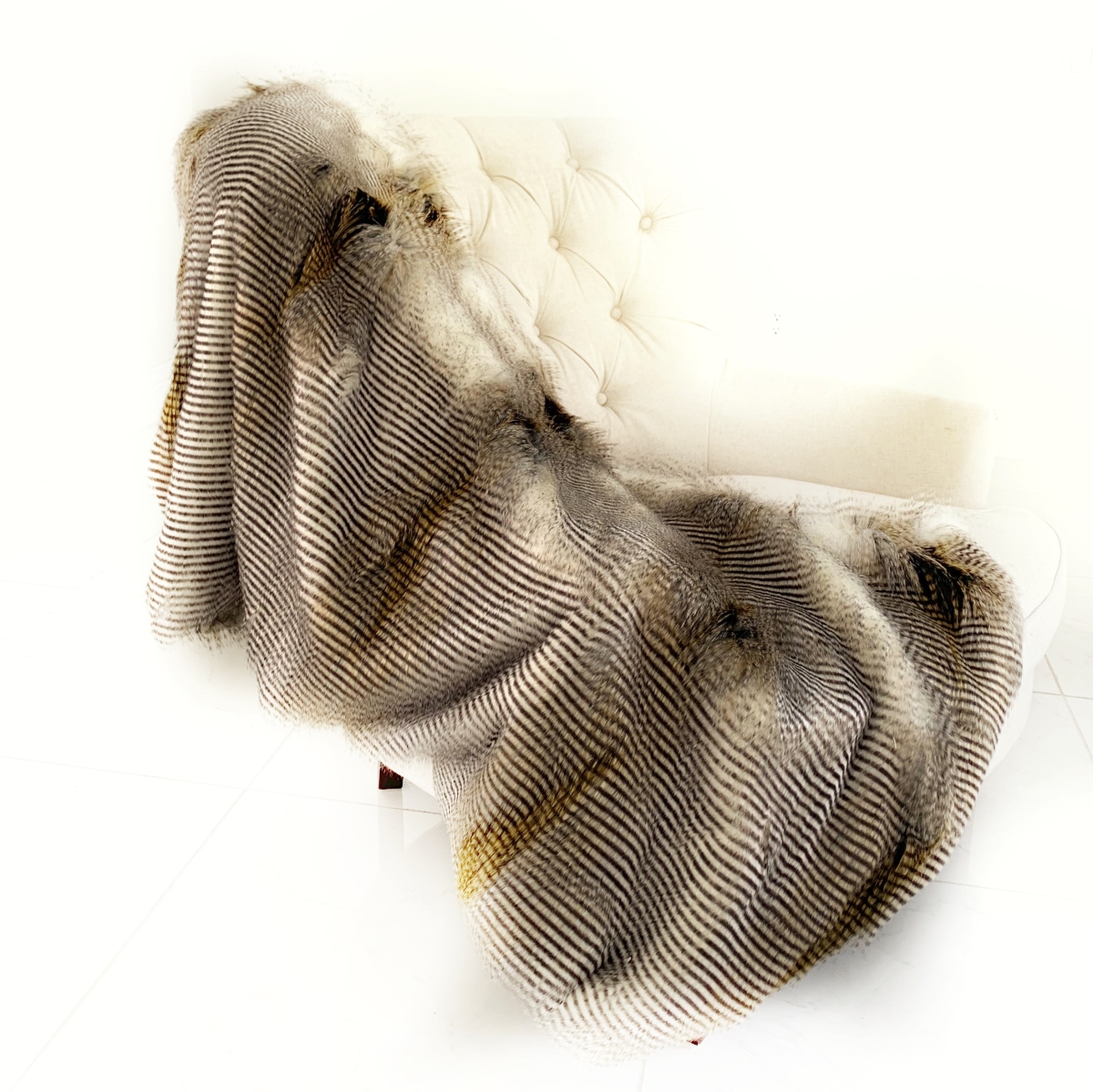 60 x 96 in. Handmade Luxury Throw, Gray, Beige & Gold