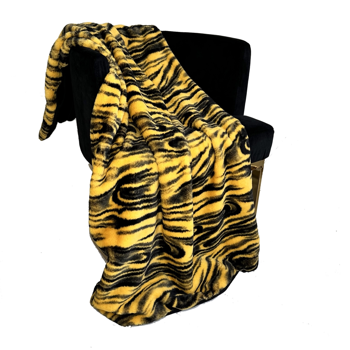 60 x 96 in. Galaxy Faux Fur Luxury Throw Blanket, Yellow