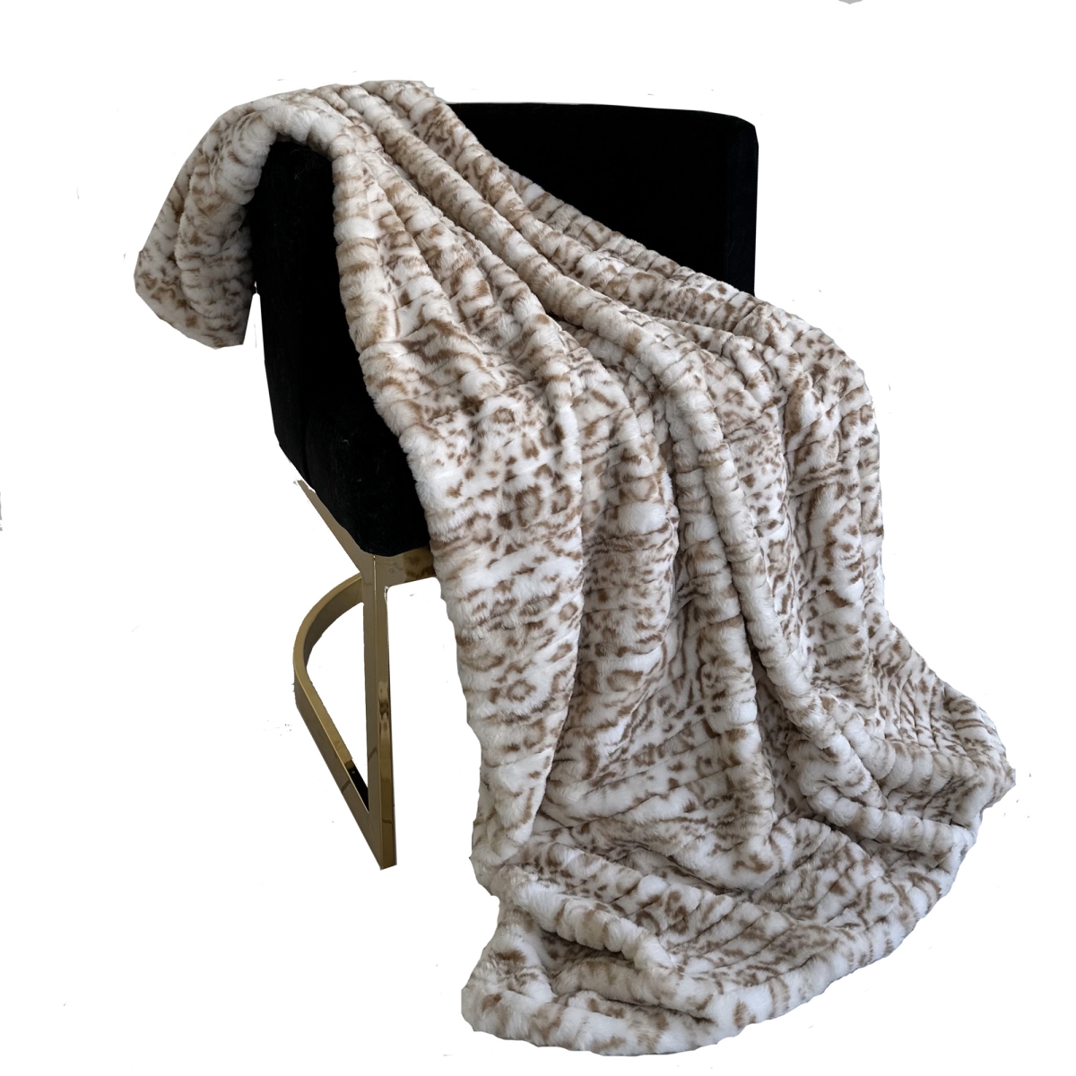 60 x 72 in. Luxe Lash Faux Fur Luxury Throw Blanket, Light Brown