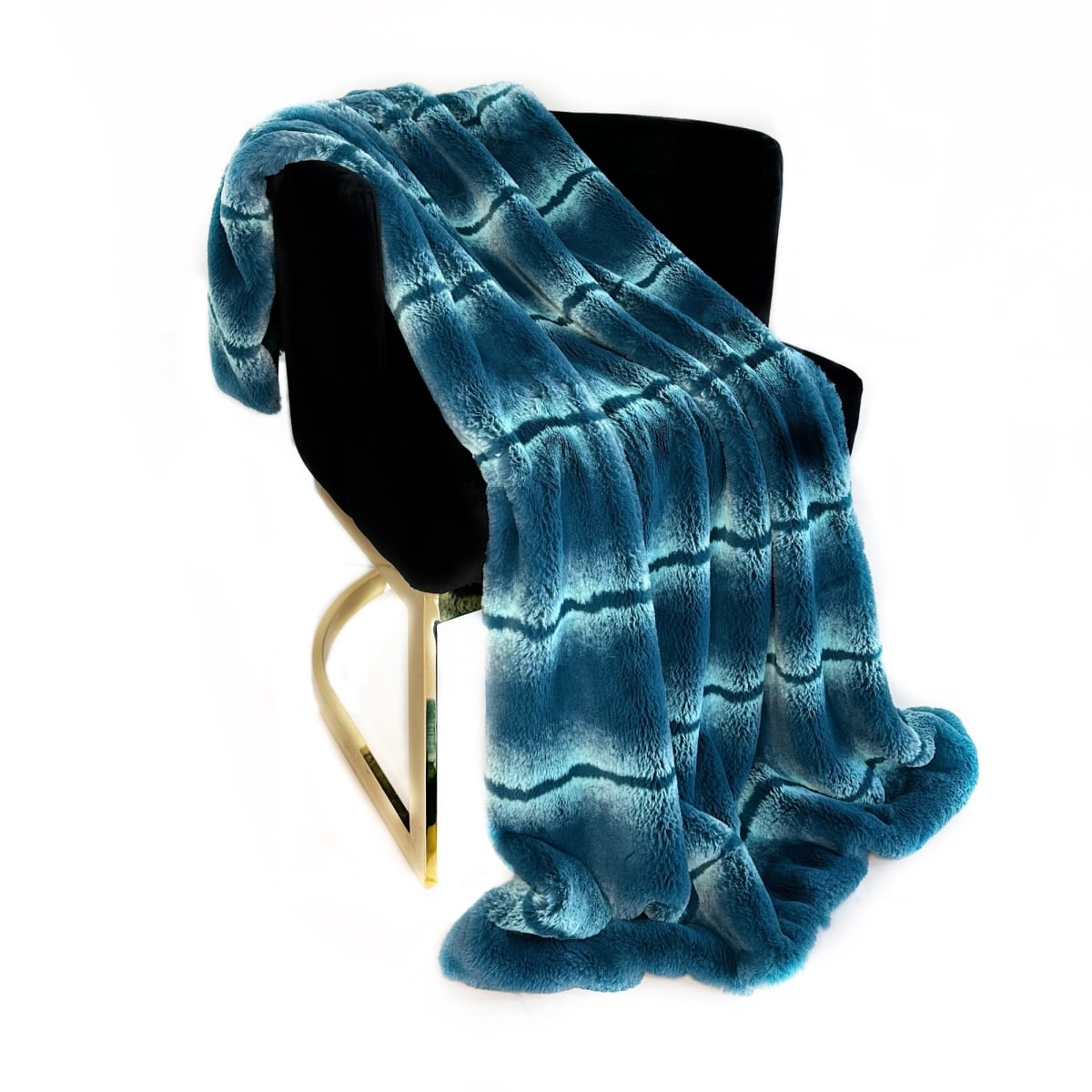90 x 90 in. Fluffy Fields Faux Fur Luxury Throw Blanket, Teal