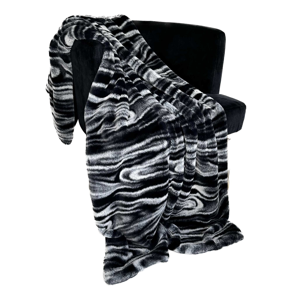 60 x 90 in. Galaxy Faux Fur Luxury Throw Blanket, Black & White