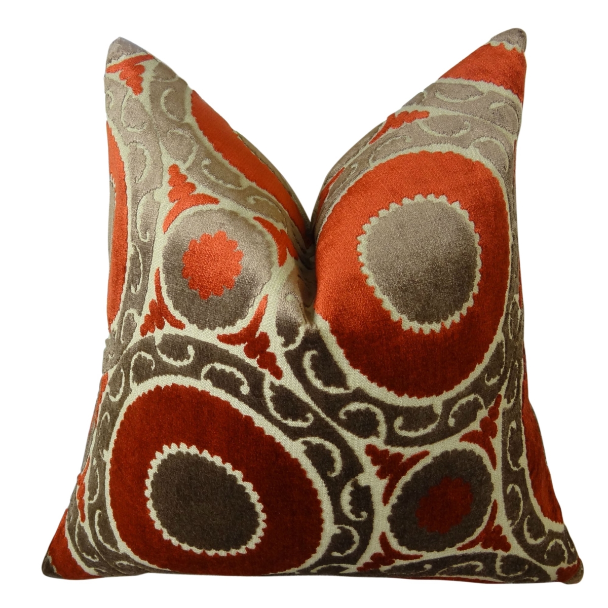 Pomegranate Handmade Double Sided Throw Pillow - Red & Brown - 12 x 20 in.
