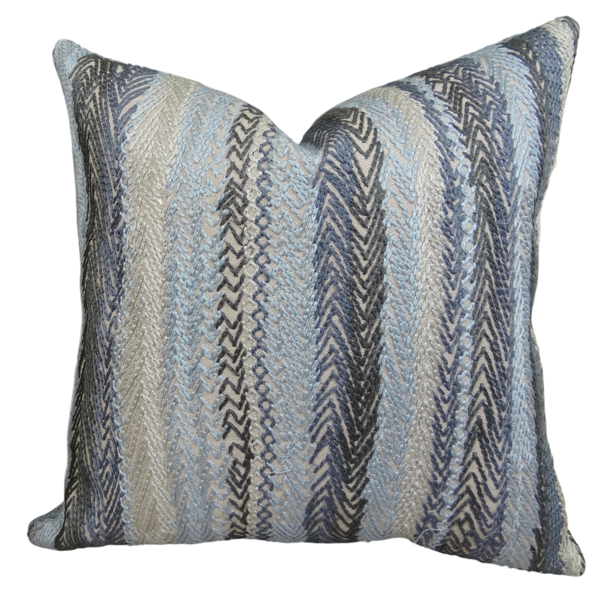 PB11157-1616-DP Zigzag Rows Graphite Handmade Double Sided Throw Pillow, Gray, Blue & Taupe - 16 x 16 in.