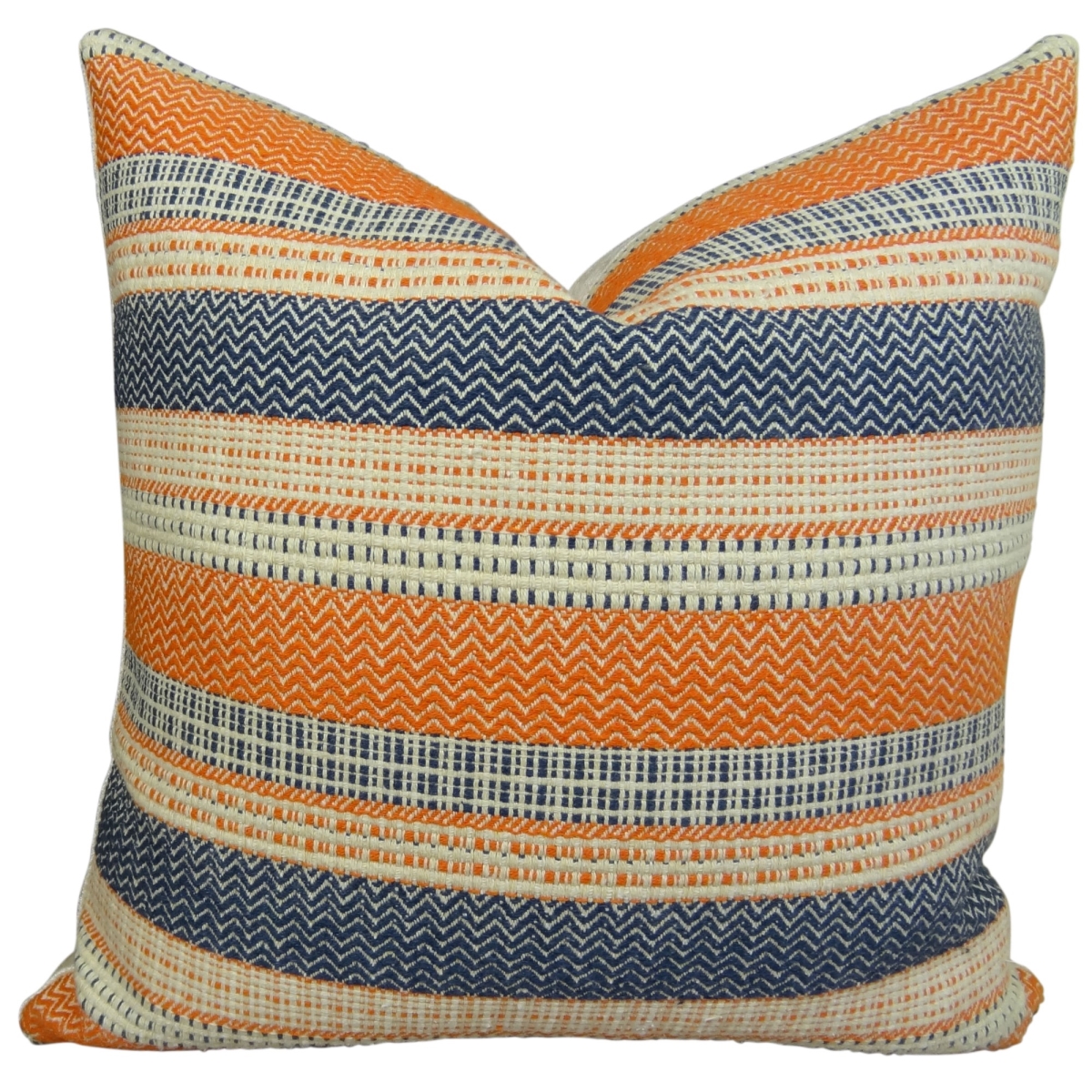 PB11166-2020-SP Full Range Designer Stripe Multicolor Handmade Throw Pillow, Orange, Navy & Cream - 20 x 20 in.