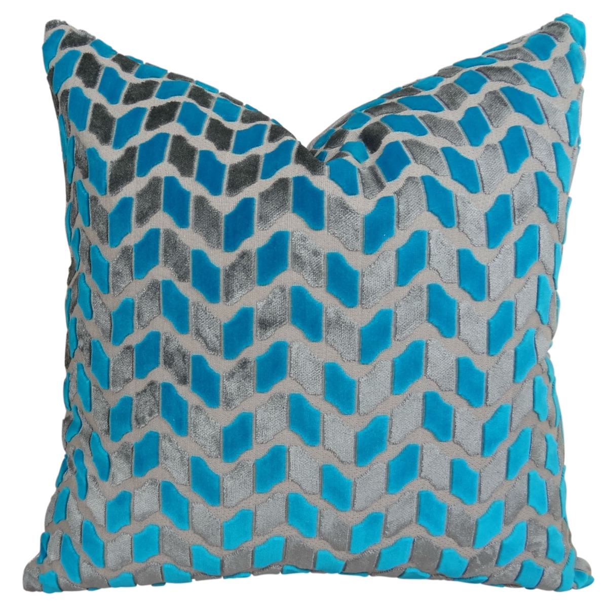 Deep Sea Dive Handmade Throw Pillow - Turquoise & Gray - 24 x 24 in.