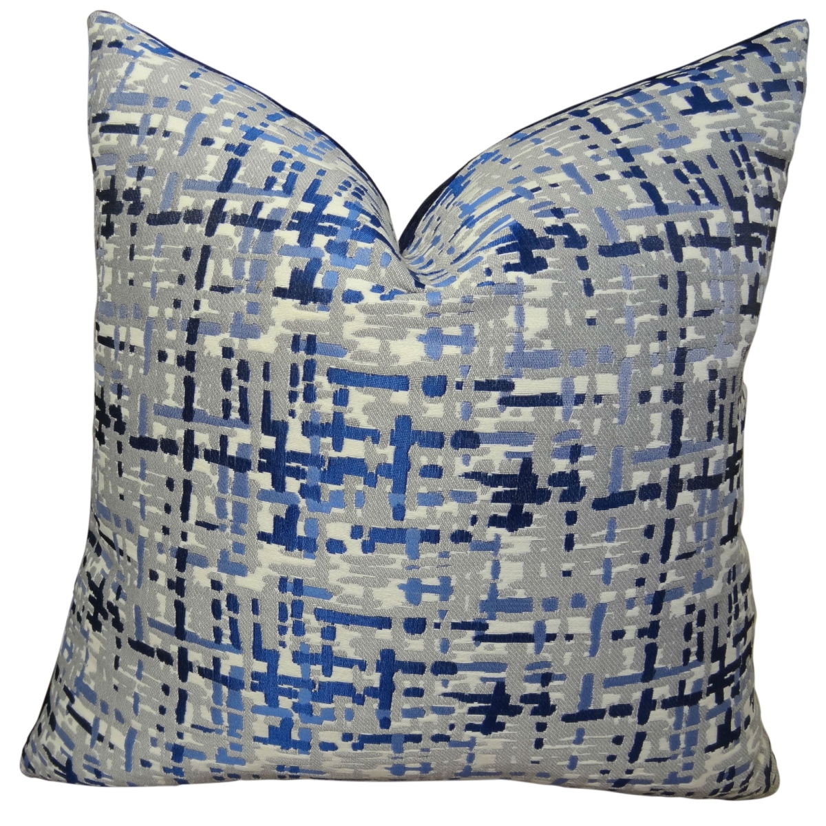 PB11234-1220-DP Abstract Plaid Handmade Double Sided Throw Pillow, Navy, Blue & Gray - 12 x 20 in.
