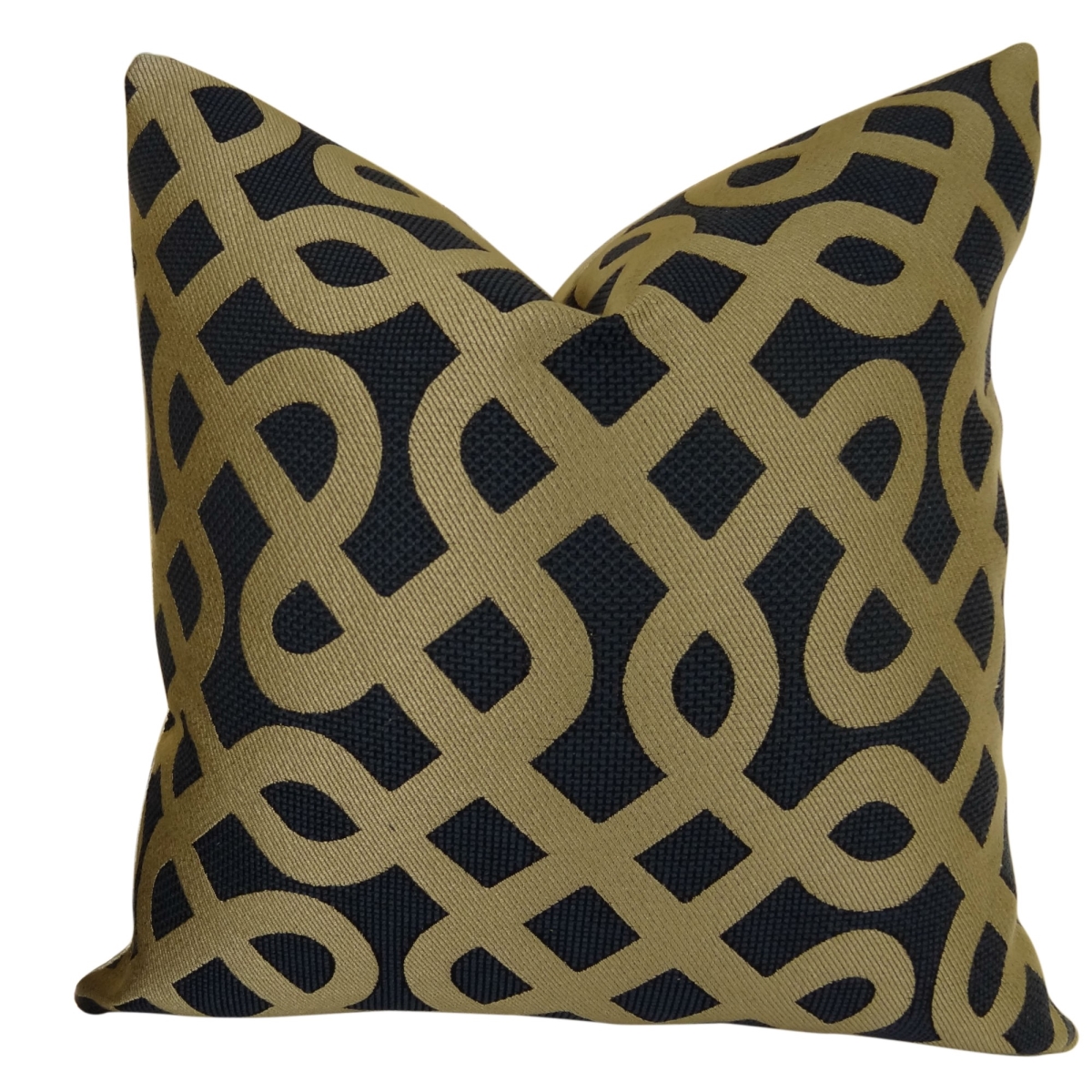 PB11264-1220-DP Graphic Maze Handmade Double Sided Throw Pillow, Navy & Taupe - 12 x 20 in.