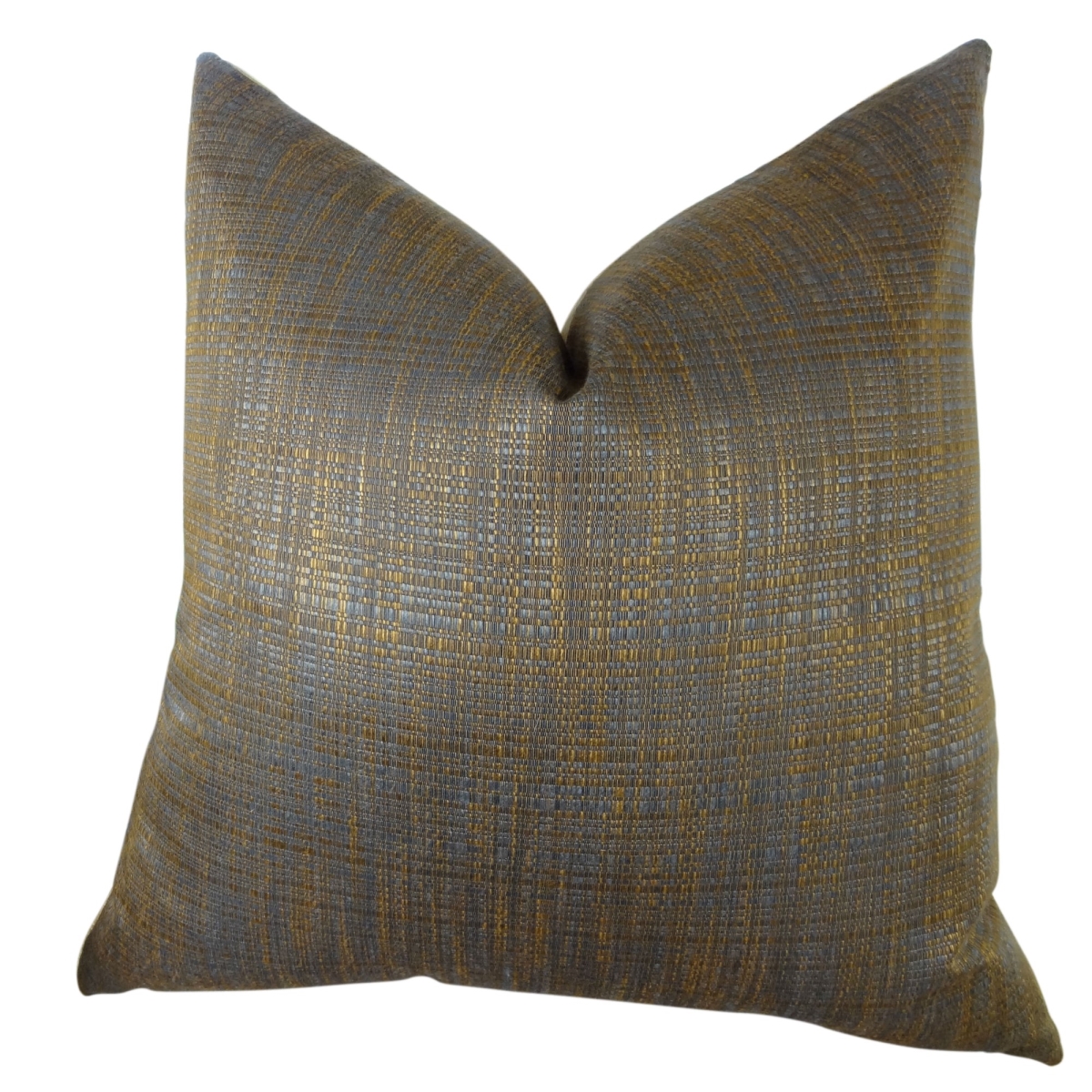 Luxury Copper Metallic Clonamore Handmade Double Sided Throw Pillow - Blue & Brown - 24 x 24 in.