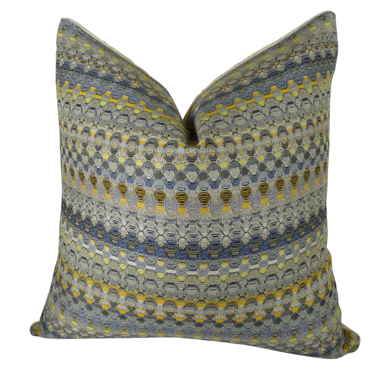PB11075-1220-DP Merlot Way Handmade Double Sided Throw Pillow, Blue, Navy & Yellow - 12 x 20 in.
