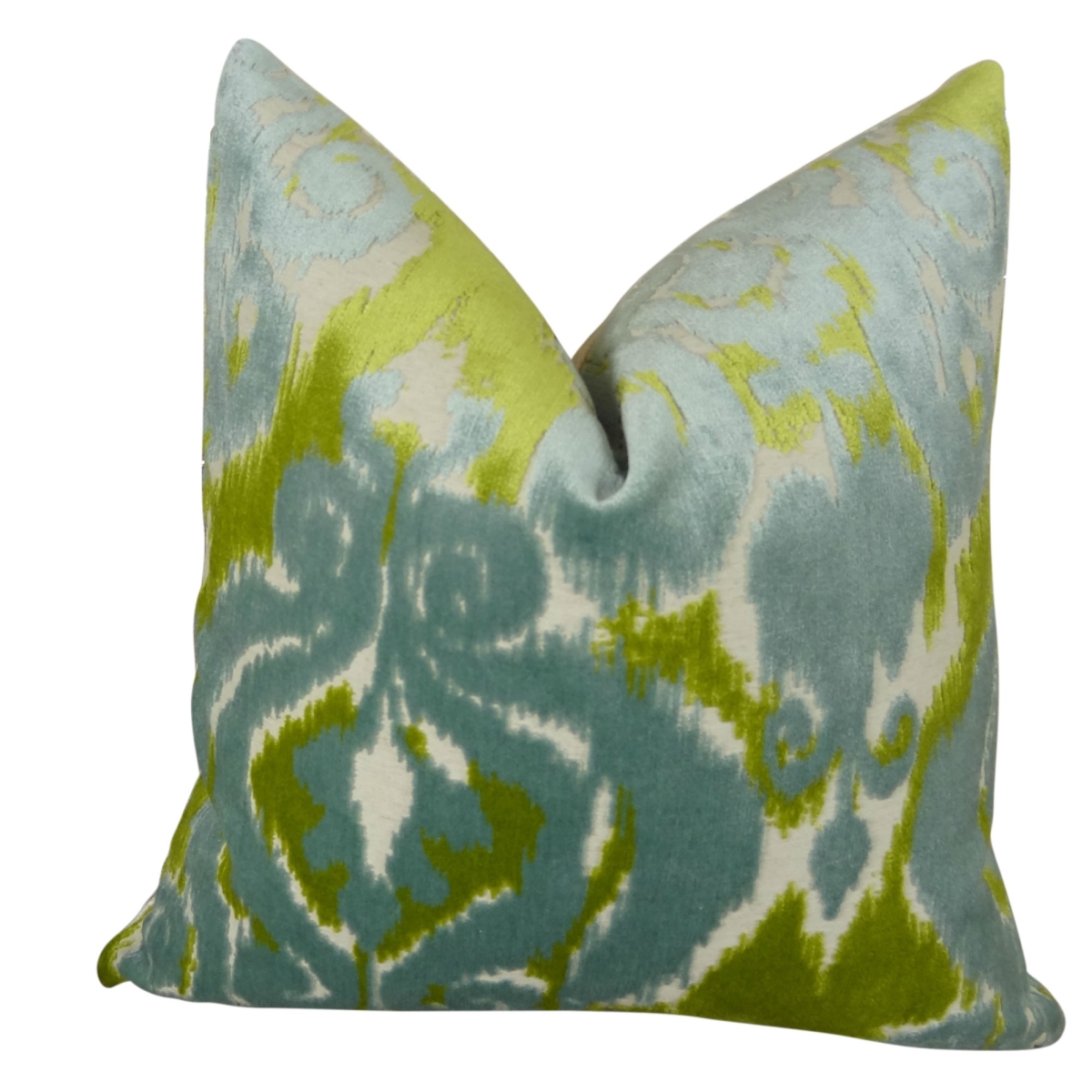 PB11363-1220-DP Velvet Bliss Water Handmade Double Sided Throw Pillow, Blue, Citrine & Cream - 12 x 20 in.
