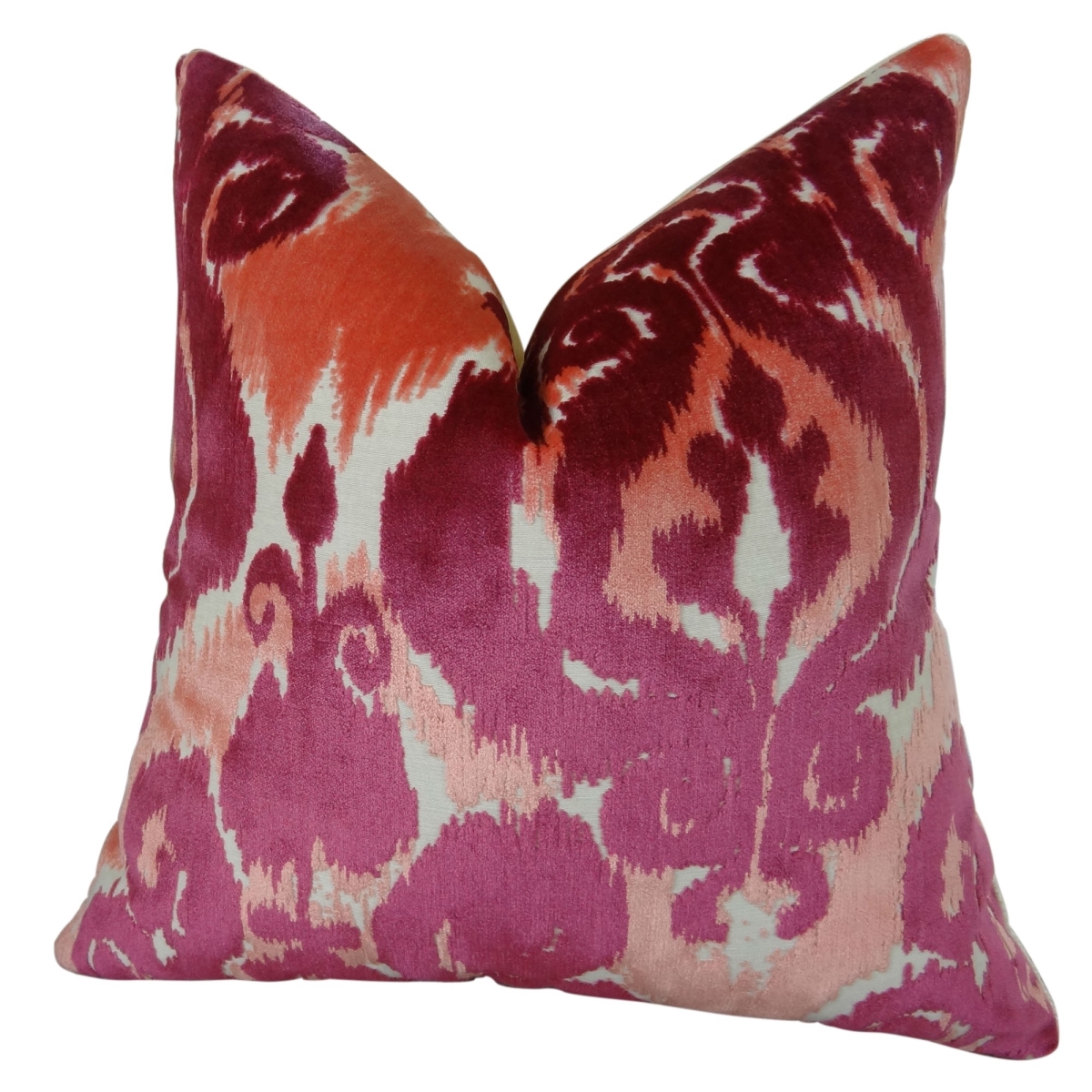 PB11366-1220-SP Velvet Bliss Handmade Throw Pillow, Fuchsia, Coral & Cream - 12 x 20 in.