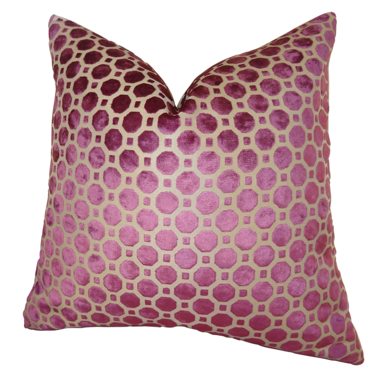 PB11367-1220-DP Velvet Geo Handmade Double Sided Throw Pillow, Magenta & Taupe - 12 x 20 in.