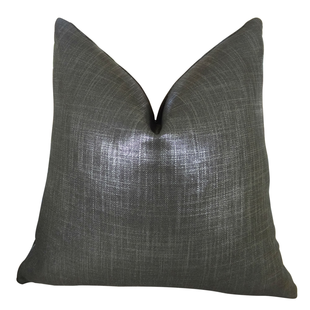 PB11374-2626-DP Luxury Charcoal Metallic Glazed Linen Indigo Handmade Double Sided Throw Pillow, Grey - 26 x 26 in.
