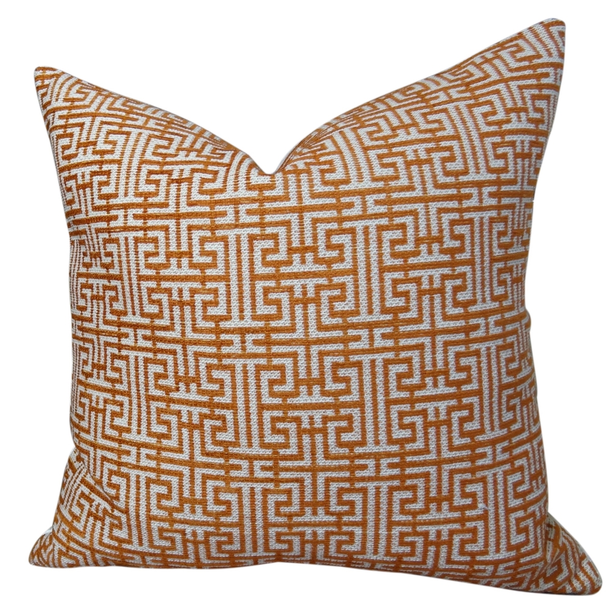 PB11040-1220-SP Maze Handmade Throw Pillow, Orange & Ivory - 12 x 20 in.