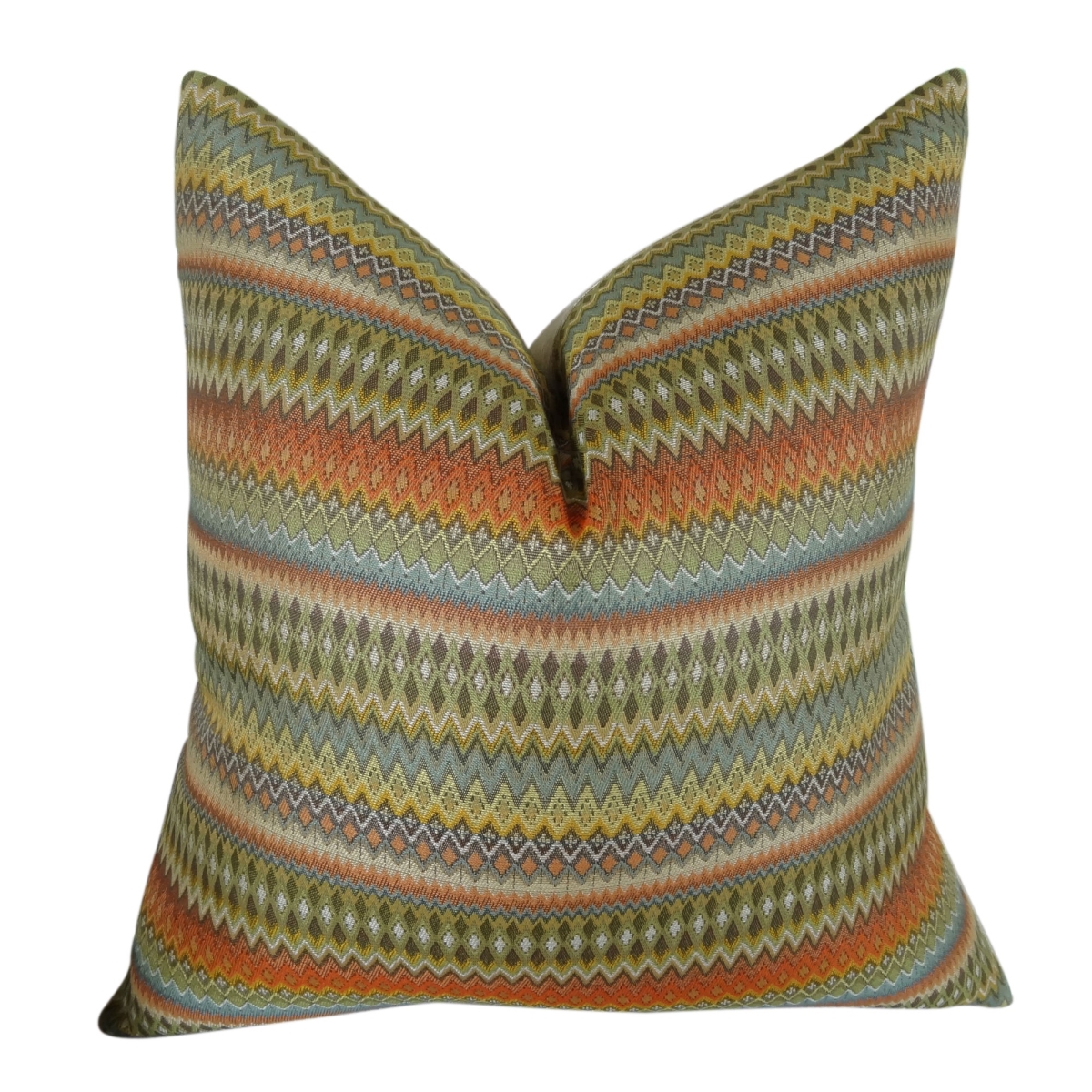 PB11042-2020-DP Zig Along Handmade Double Sided Throw Pillow, Orange, Green & Blue - 20 x 20 in.