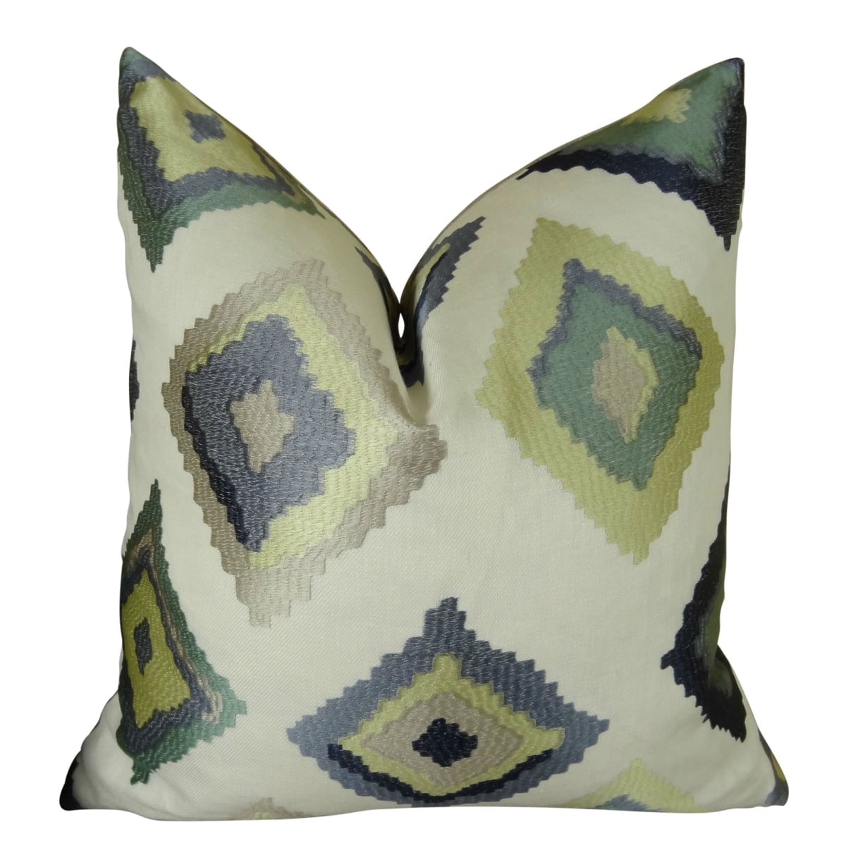 PB11158-2424-SP Native Trail Dew Handmade Throw Pillow, White, Navy & Lime - 24 x 24 in.