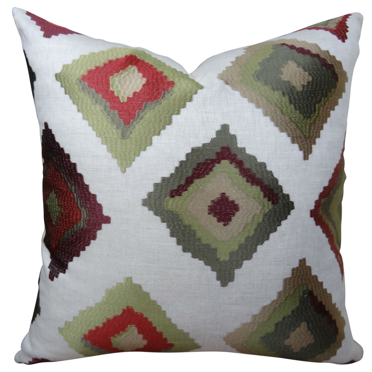 PB11161-1225-DP Red Earth Native-Trail Handmade Double Sided Throw Pillow, White, Green & Red - 12 x 25 in.
