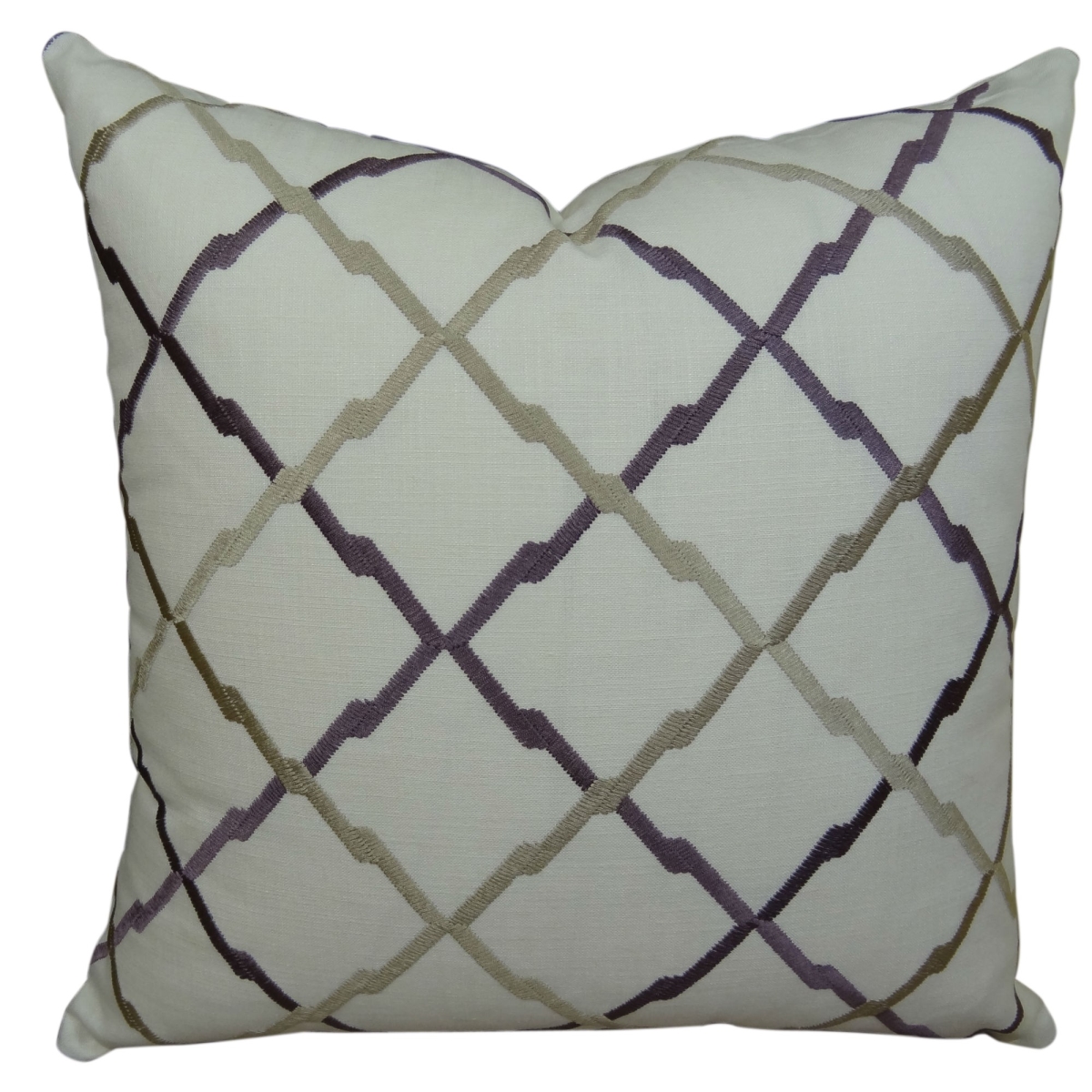 PB11180-1220-SP Lyford Handmade Throw Pillow, White, Purple & Taupe - 12 x 20 in.