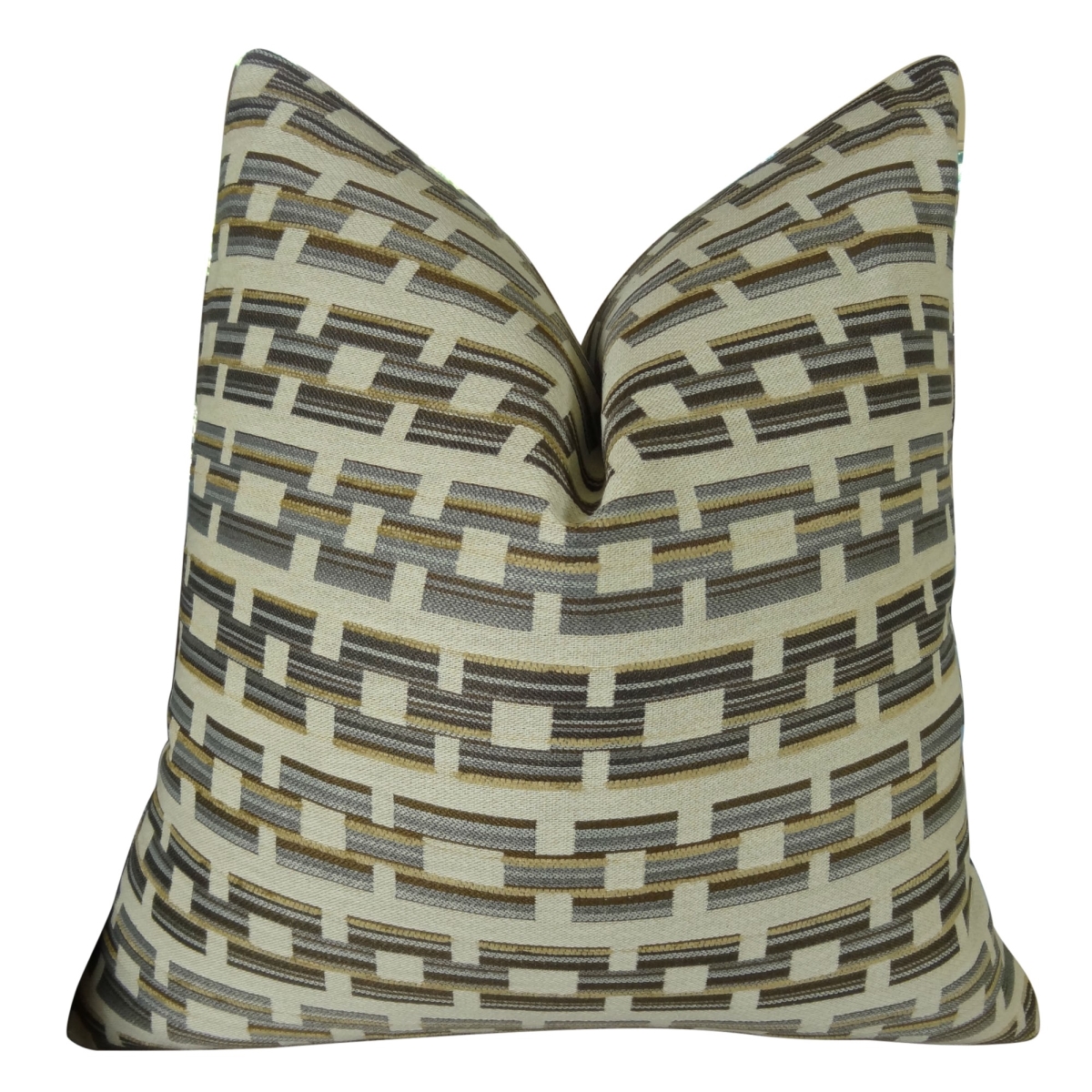 Square Link Handmade Double Sided Throw Pillow - White & Gray - 24 x 24 in.
