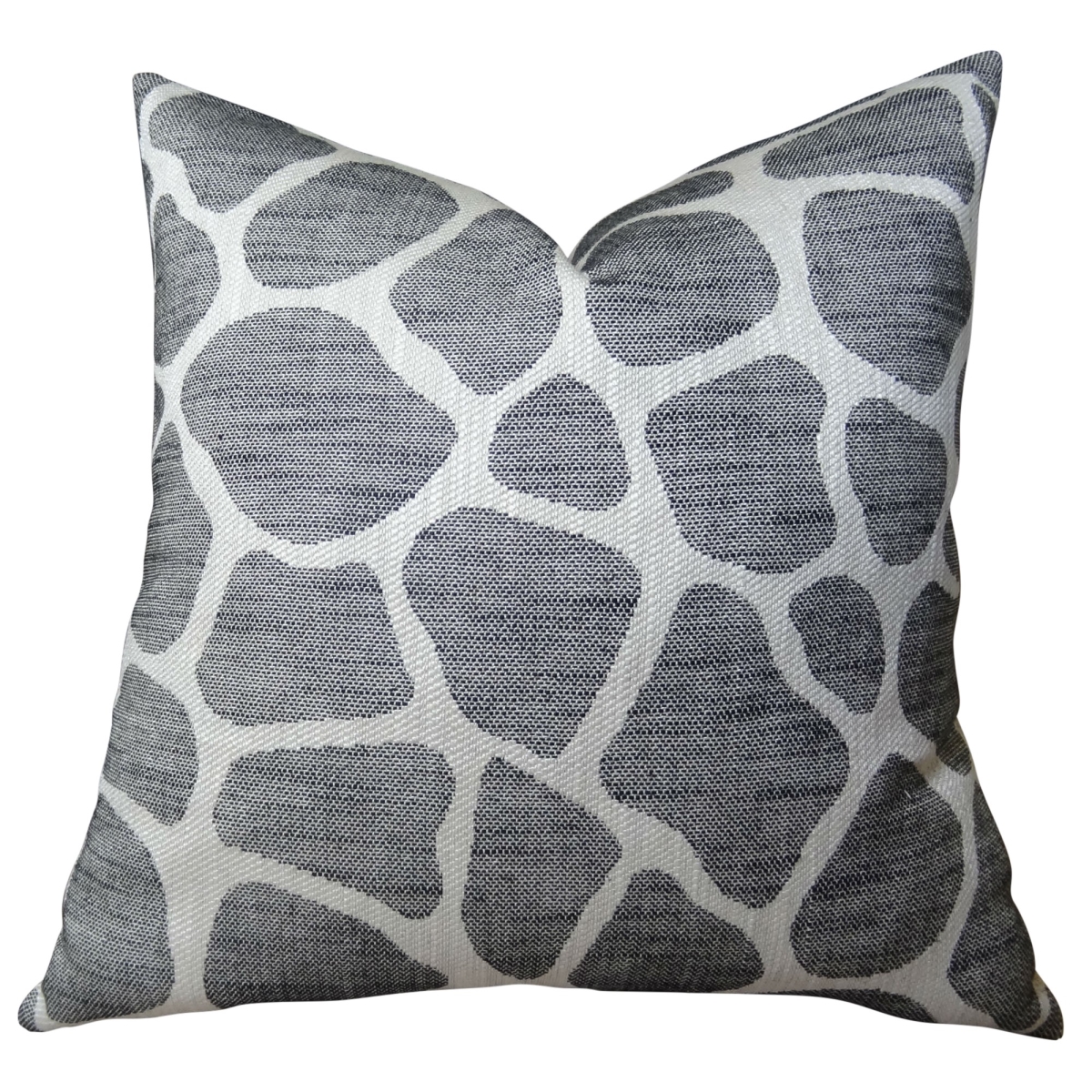 Rocky Way Onyx Handmade Throw Pillow - Black & Cream - 24 x 24 in.