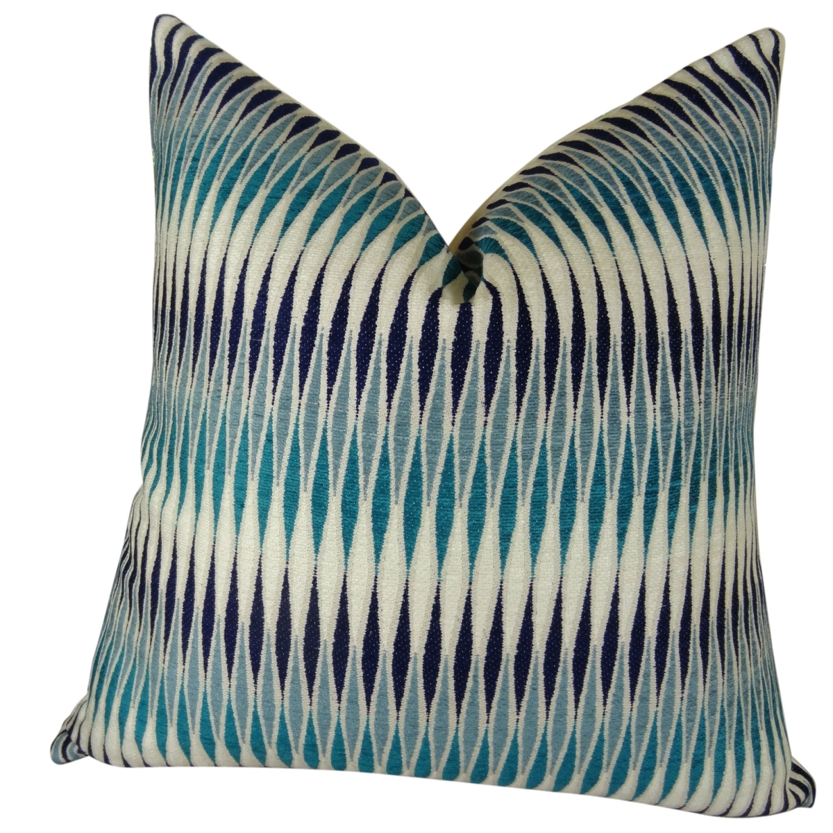 Thames River Cobalt Handmade Double Sided Throw Pillow - Navy Blue & White - 24 x 24 in.