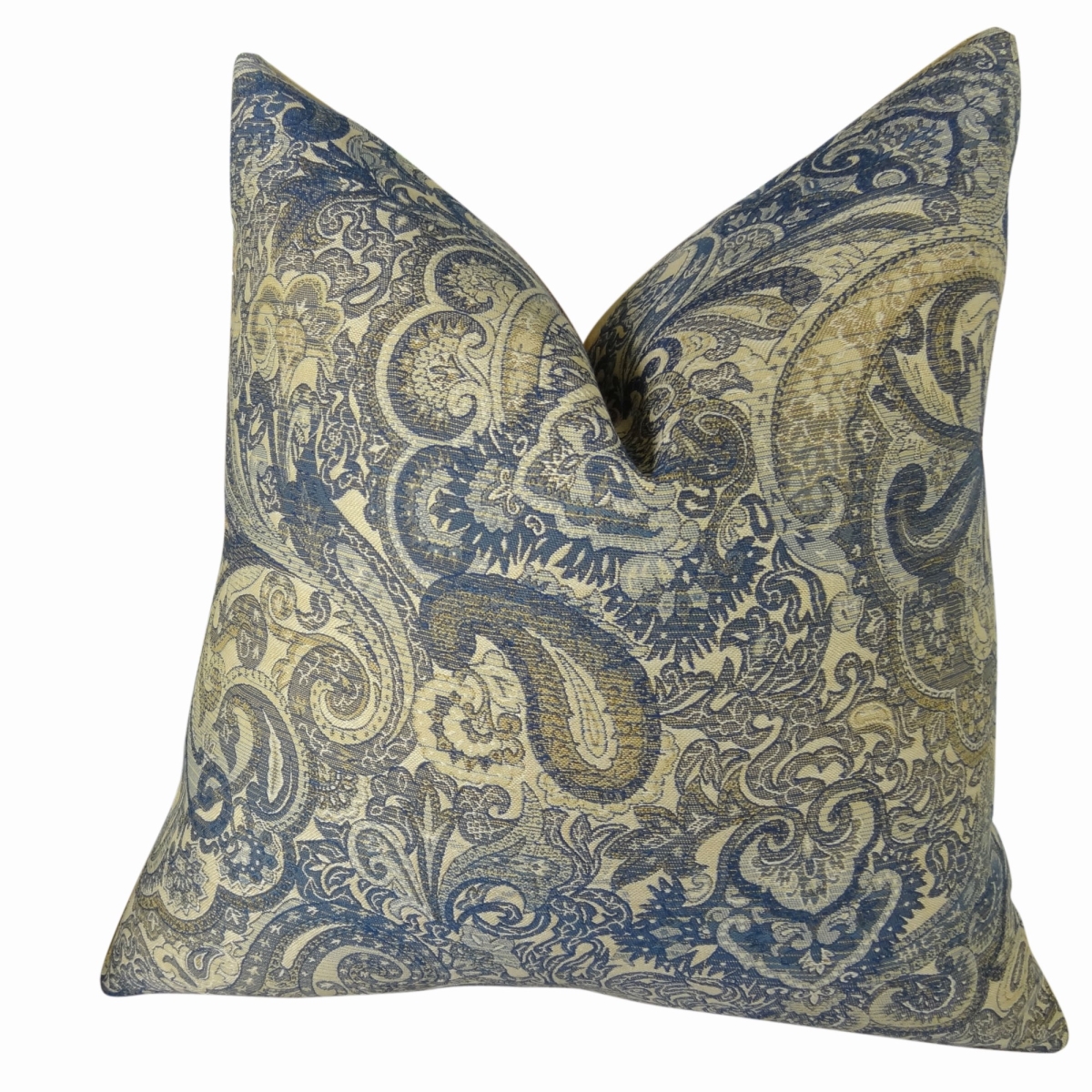PB11083-1220-DP Paciotti Handmade Double Sided Throw Pillow, Navy, Blue & Taupe - 12 x 20 in -  Plutus