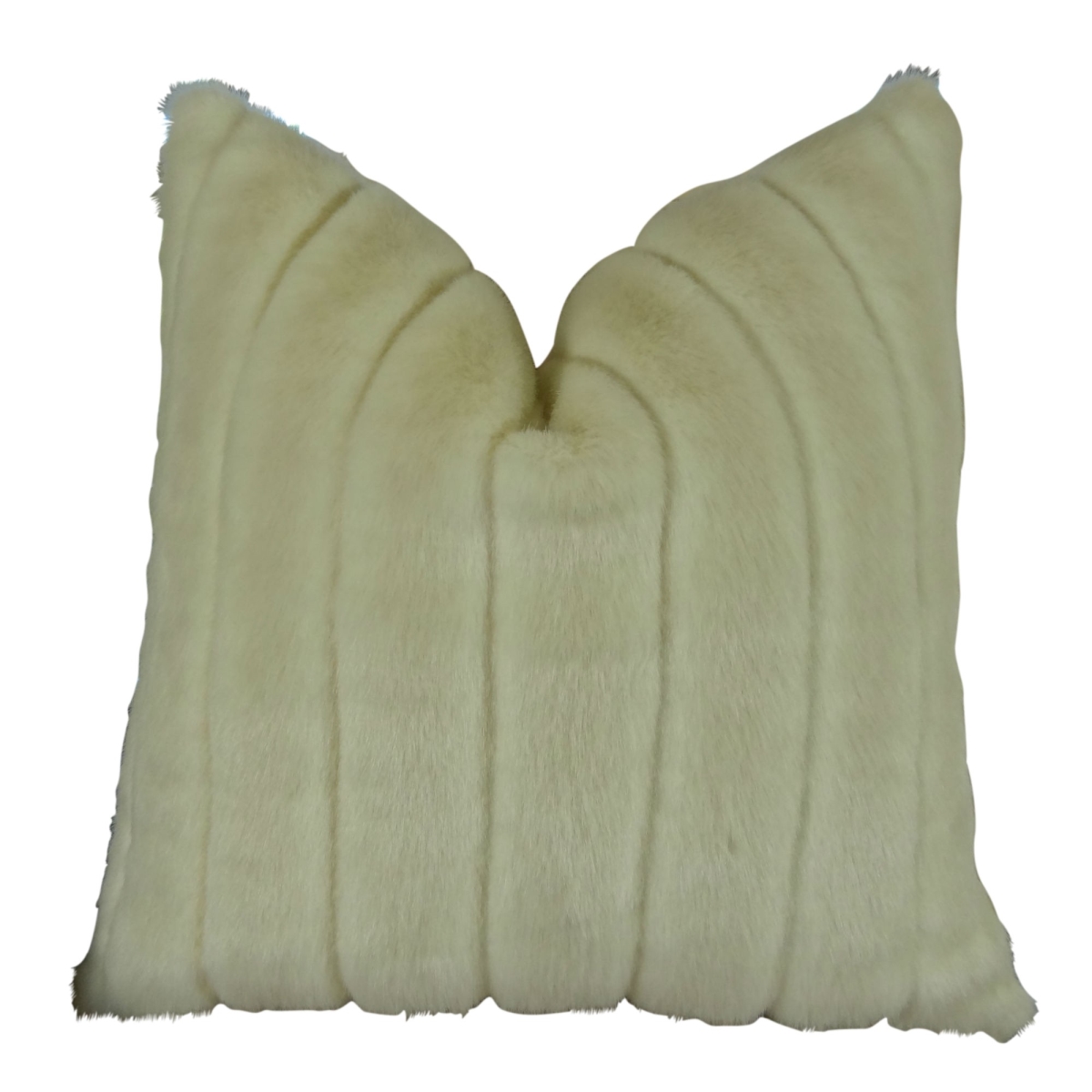 Fancy Faux Mink Handmade Double Sided Throw Pillow - Ivory - Off & White - 16 x 16 in.