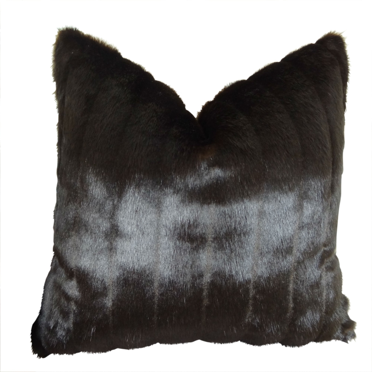 PB16475-1220-DP Tip Dyed Brown Faux Mink Handmade Double Sided Throw Pillow, Dark & Brown - 12 x 20 in.