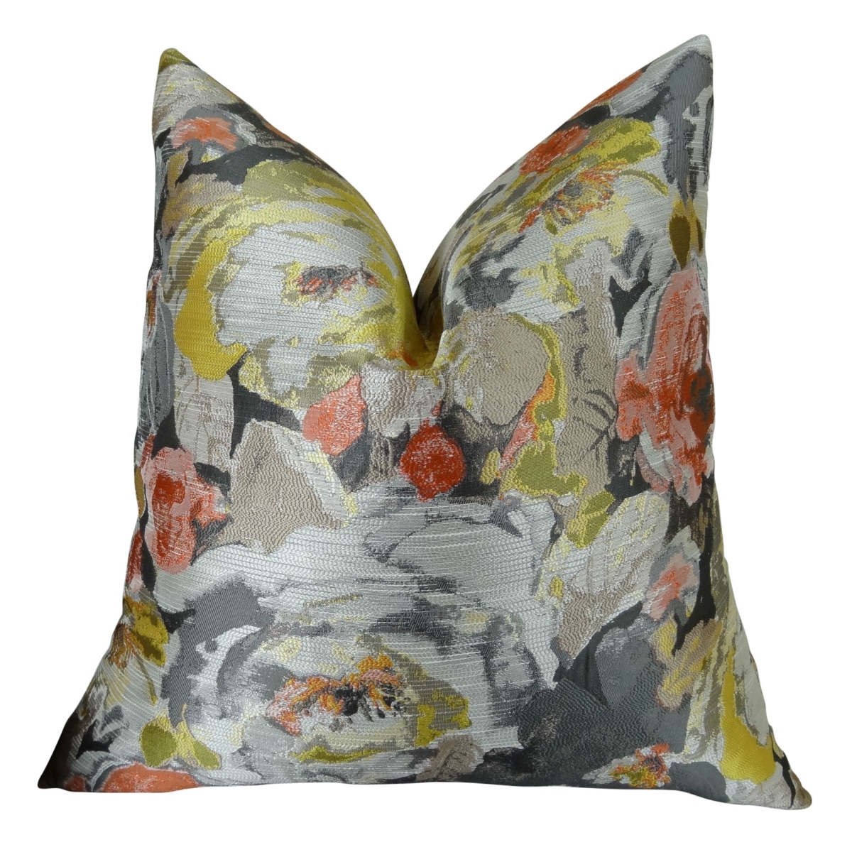 PB11382-1220-DP Sunray Truro Handmade Double Sided Throw Pillow, Grey, Yellow & Coral - 12 x 20 in.