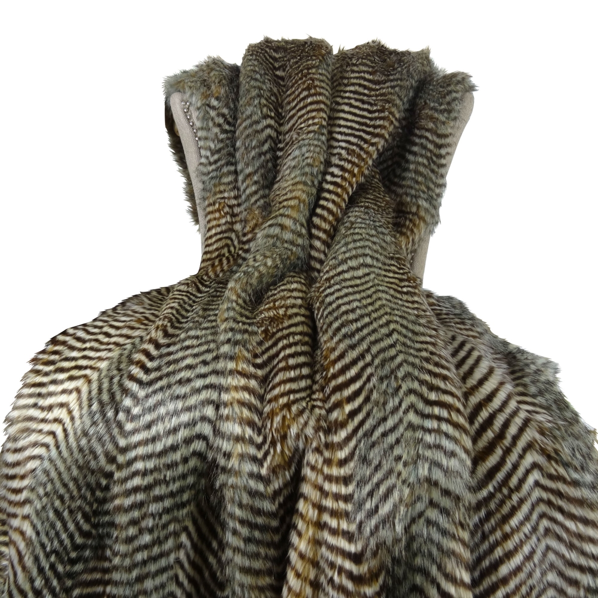 Faux Fur Fox Handmade Blanket - Brown & Gray - 96 x 110 in.
