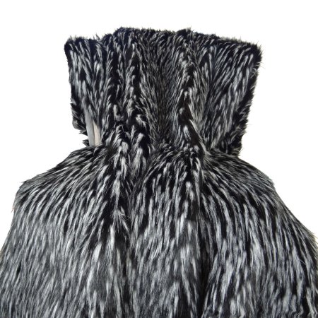 Wolf Faux Fur Handmade Blanket, Black & White - 102 x 116 in.