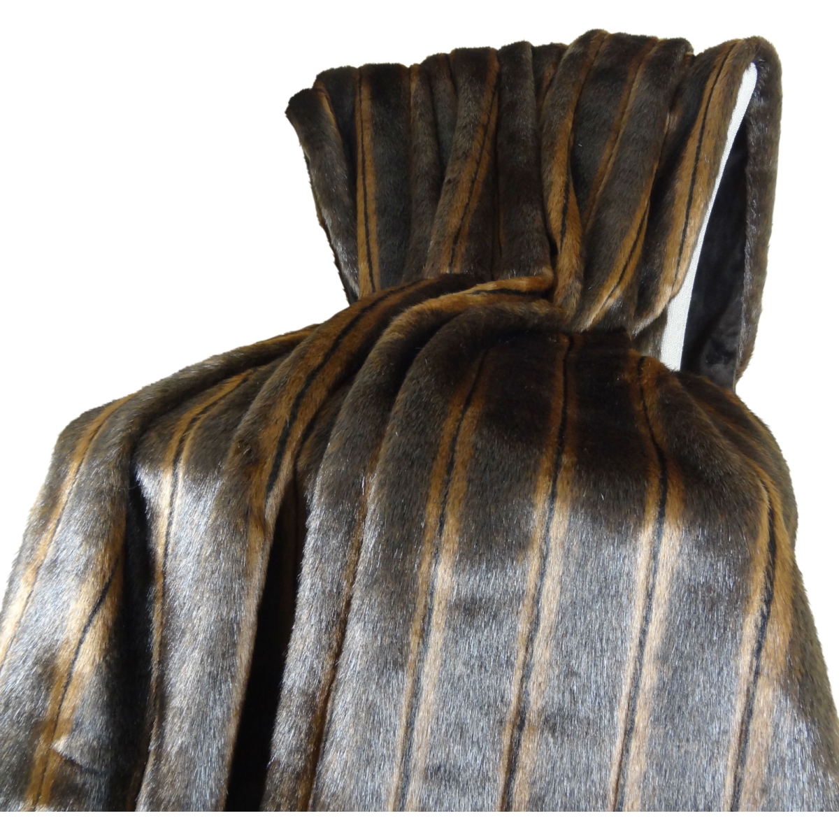 Fancy Brown Mink Fur Handmade Blanket - Light - Dark & Brown - 108 x 90 in.