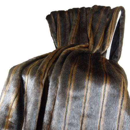 Fancy Brown Mink Fur Handmade Blanket - Light - Dark & Brown - 102 x 116 in.