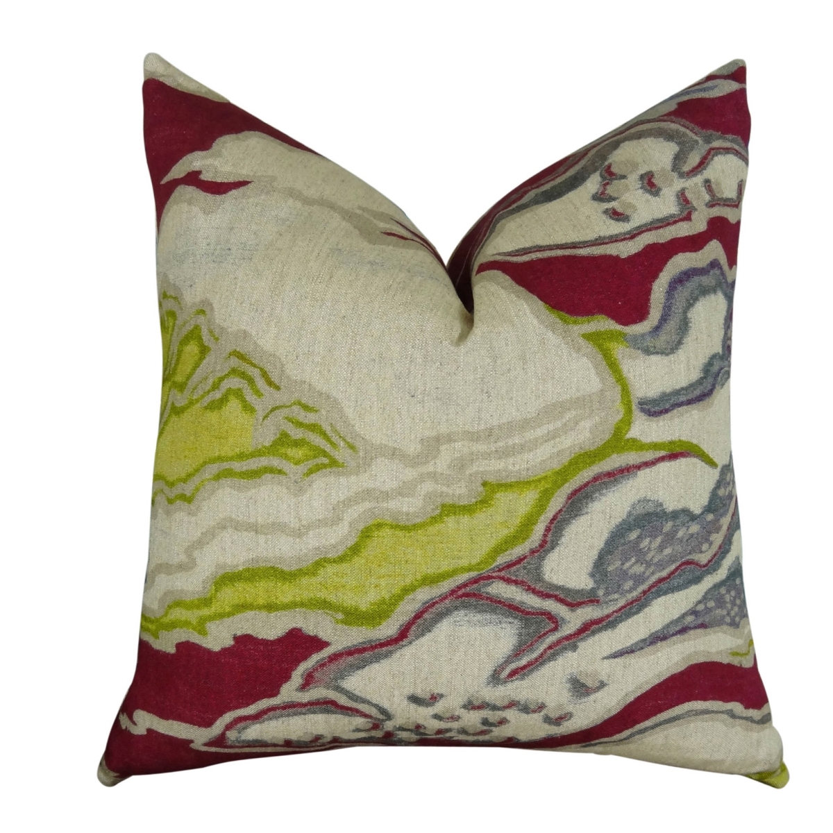 Chattingham Handmade Throw Pillow - Beet - Beige & Gray - 24 x 24 in.