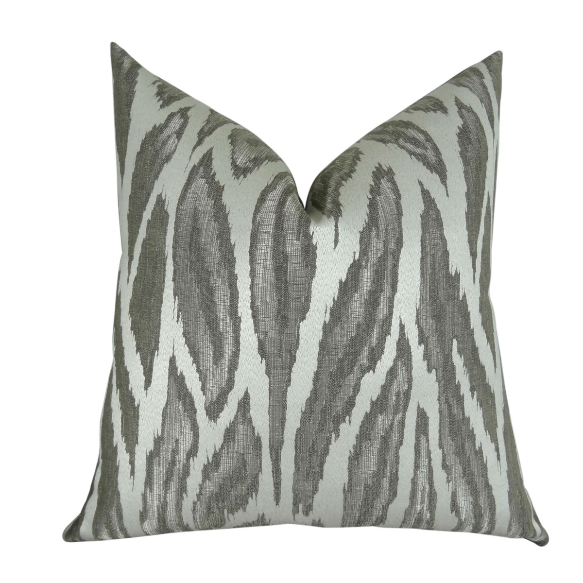 Glacier Handmade Throw Pillow - Gray - Silver & Ivory - 20 x 30 in.