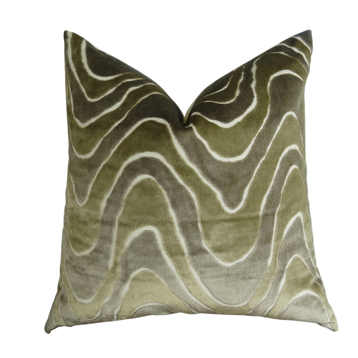 Lush Wave Handmade Throw Pillow - Taupe - Ivory & Greige - 18 x 18 in.