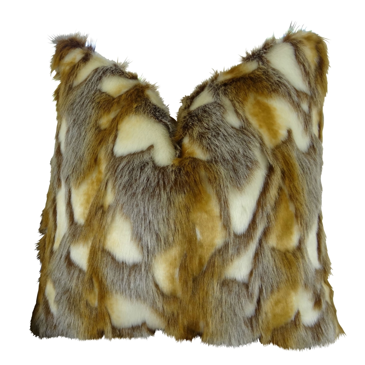 Brandy Fox Handmade Throw Pillow - Light - Brown - Gold & White - 12 x 25 in.