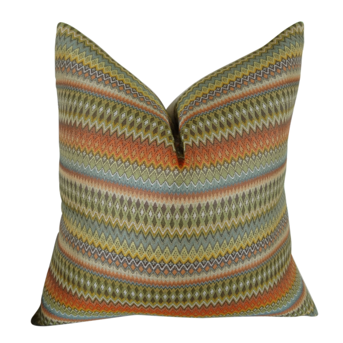 PB11042-2030-SP 20 x 30 in. Queen Size Zig Along Handmade Throw Pillow - Orange, Green & Blue