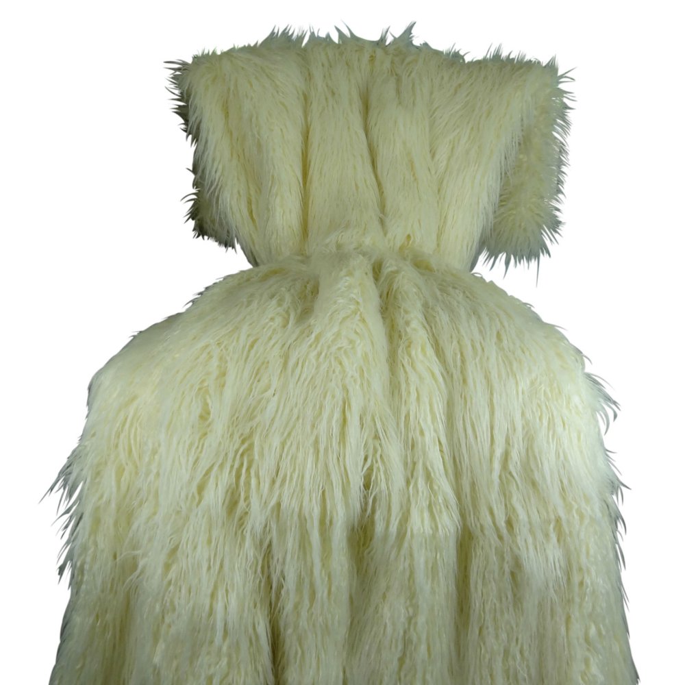 Mongolian Fur Handmade Throw Blanket - Ivory - 114 x 120 in.
